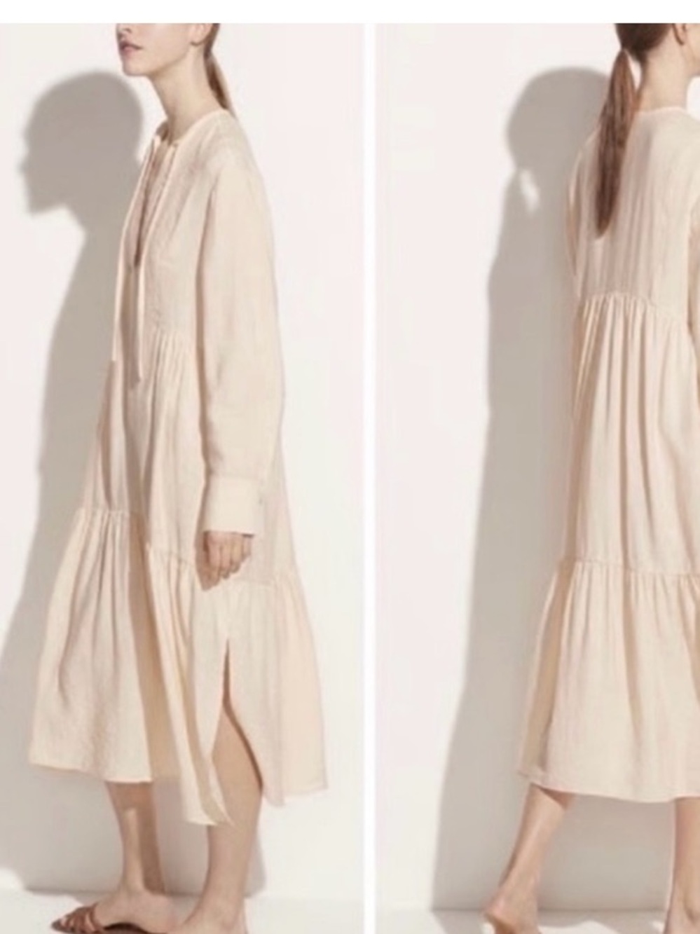 Vince dropped waist midi dress peasant dress‎ minimalist large - Picture 4 of 12